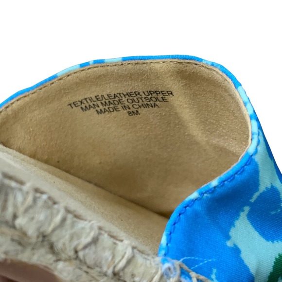 Talbots‎ Izzy IKAT Medallion Espadrille Sandals Blue Green Ankle Strap Summer 8